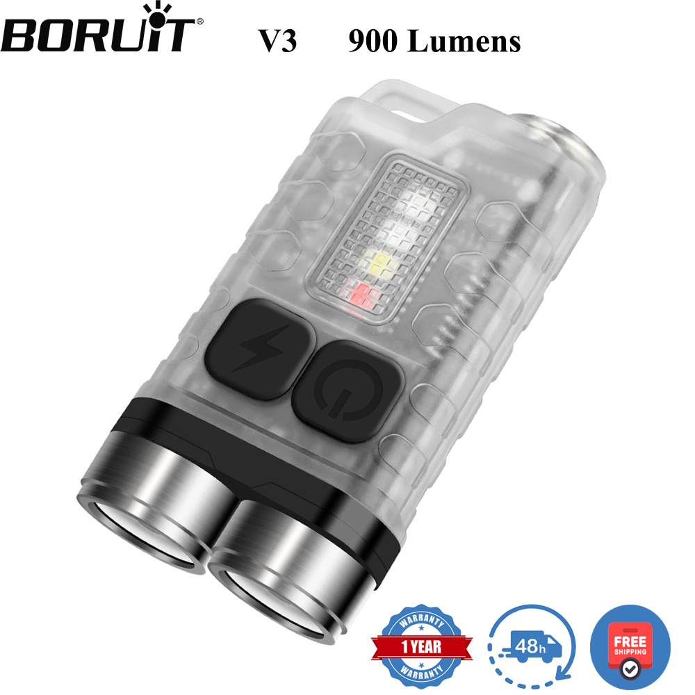 Keychain Flashlight - BORUiT V3 LED Keychain Portable 900LM