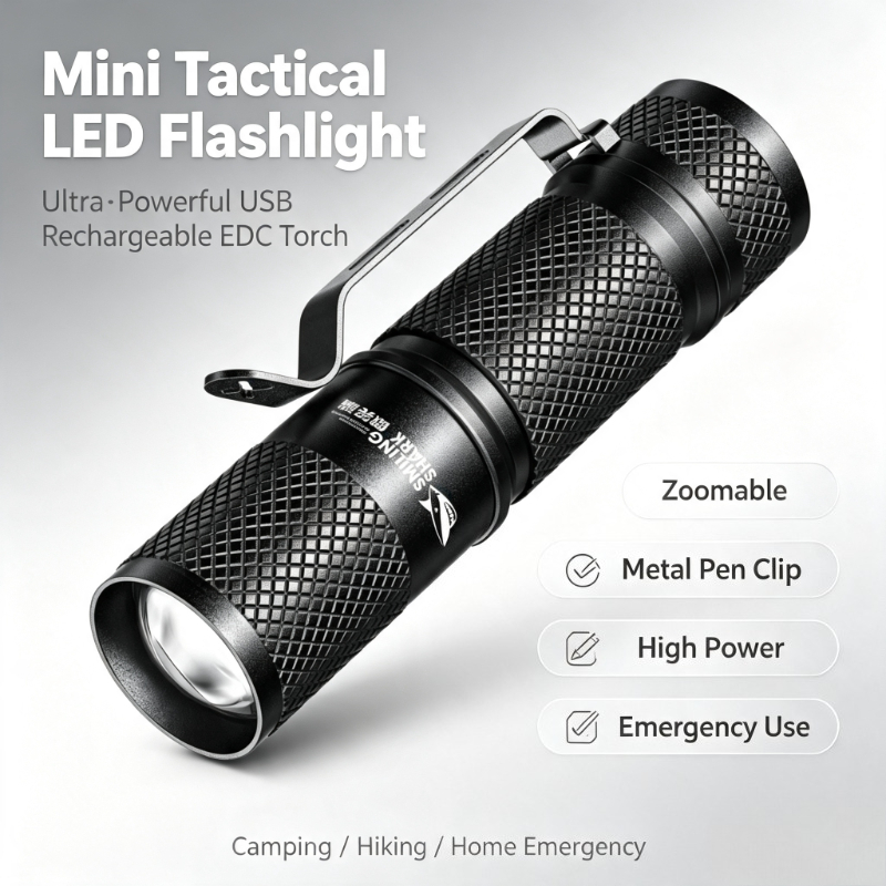 Edc Every Day Carry おもちゃ - SMILING SHARK Mini lampe torche tactique