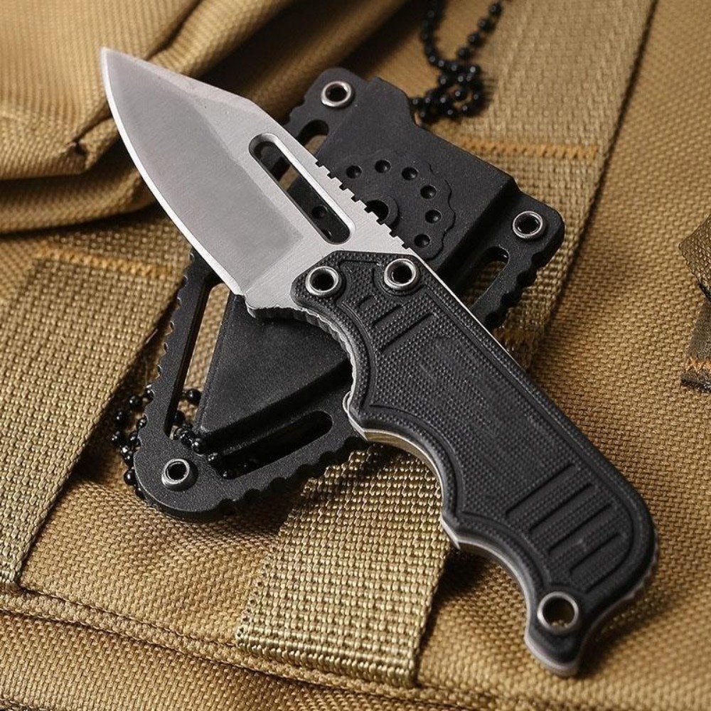 Edc Carry Fixed Blade Knife - Couteau de cou portable avec étui