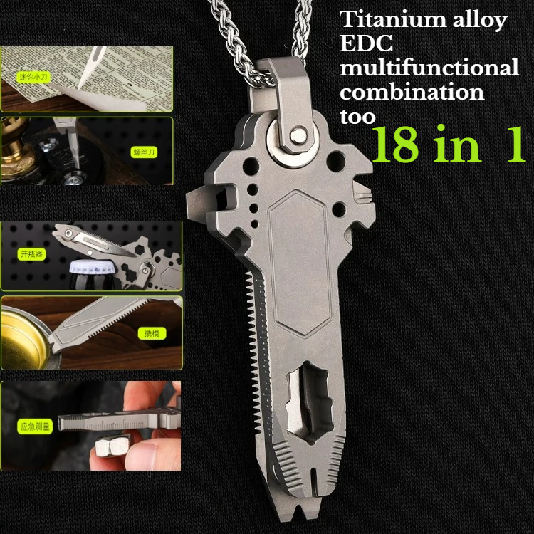 Titanium Pry Bar - Outil multifonctionnel EDC 18 en 1
