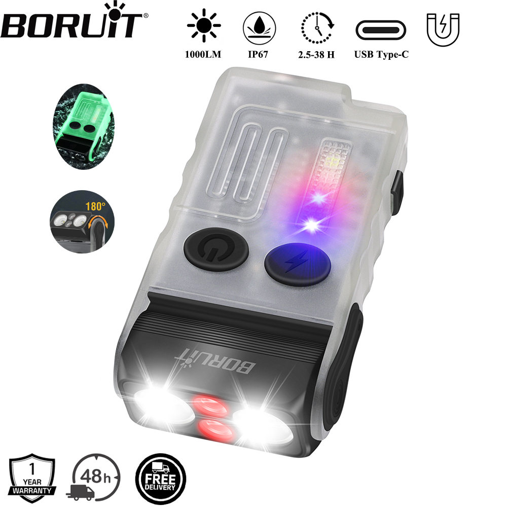 Keychain Flashlight - BORUiT V20 Buzzer EDC LED porte-clés
